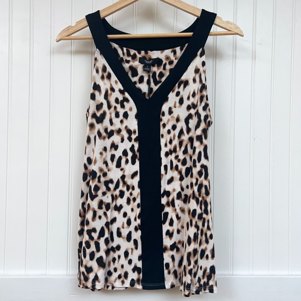 Simply Vera Wang Animal Print Pajama Top Black Trim Soft Cozy Sleepwear Wmns S